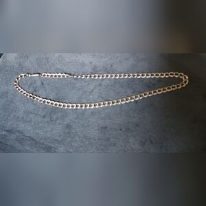 Vintage Krementz Silvertone 20" Curb Link Chain Necklace W Barrel Clasp 12 Grams